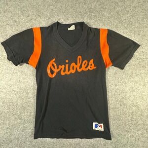 Sand-Knit Baltimore Orioles Jersey Youth Medium Black Youth Vintage MLB V-Neck